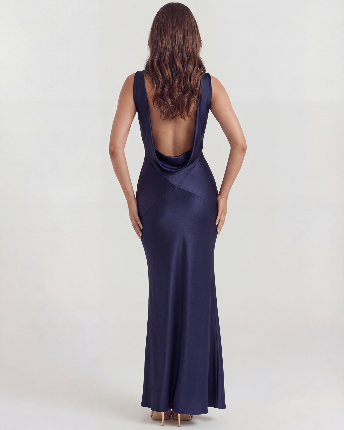 Gabrielle | Cowl Neck Open-Back Satin Maxi Dress