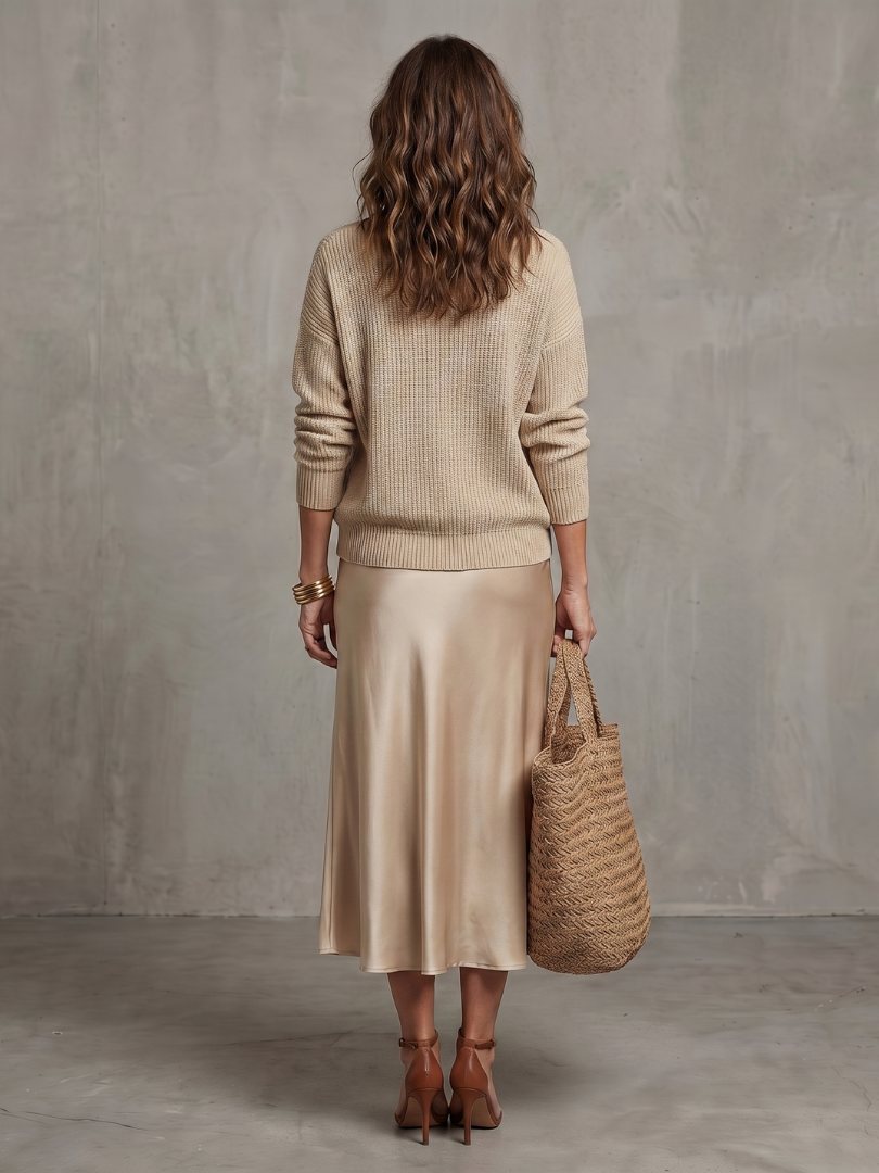 Severine | Women's Knit and Satin Skirt Set