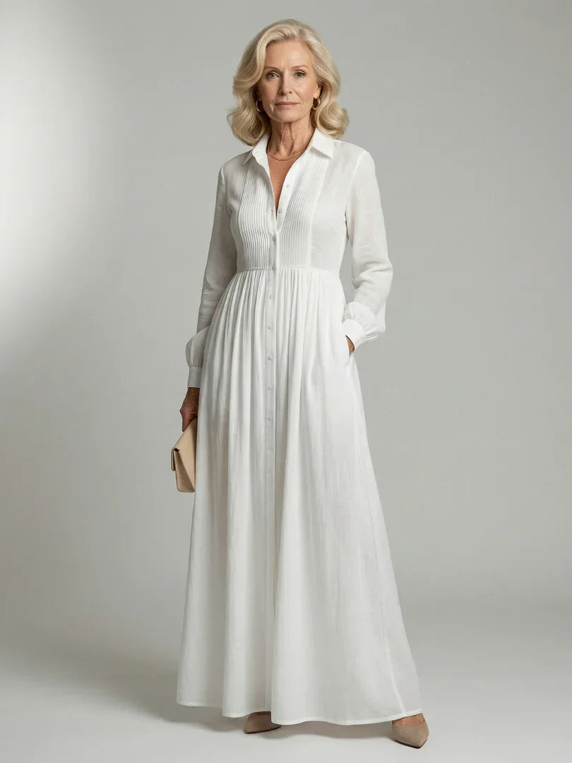 Maelle | Gathered Waist Long Sleeve Maxi Dress