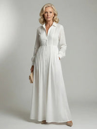 Maelle | Gathered Waist Long Sleeve Maxi Dress