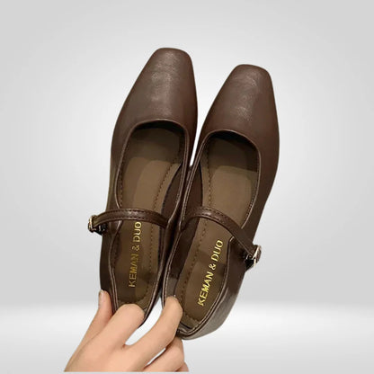 Christiane | Square Toe Low Block Heel Mules