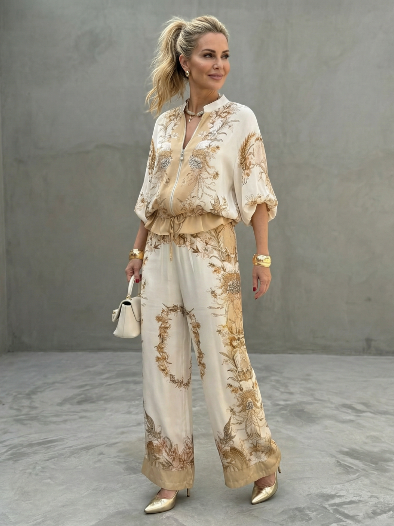 Odette | Women's Printed Wide Leg Set
