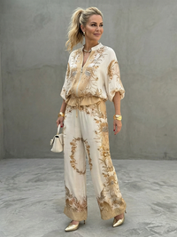 Odette | Women's Printed Wide Leg Set