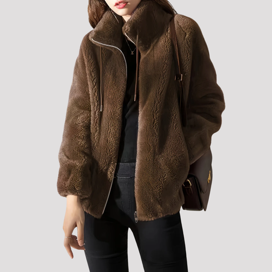 Fleurine | High Collar Zip-Up Fleece Jacket