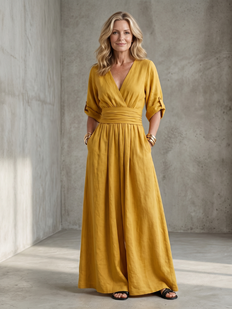 Solene | Women's Cross Front Wide Leg Jumpsuit