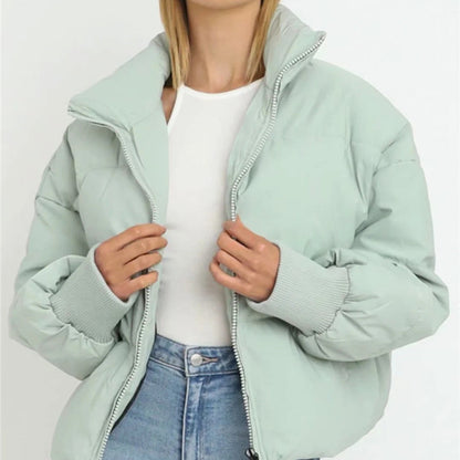 Zuri | Stand Collar Cropped Puffer Jacket