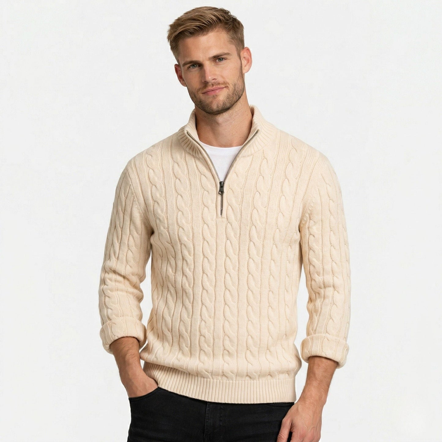 Orvani | Soft Knit Half Zip Sweater Smart Casual