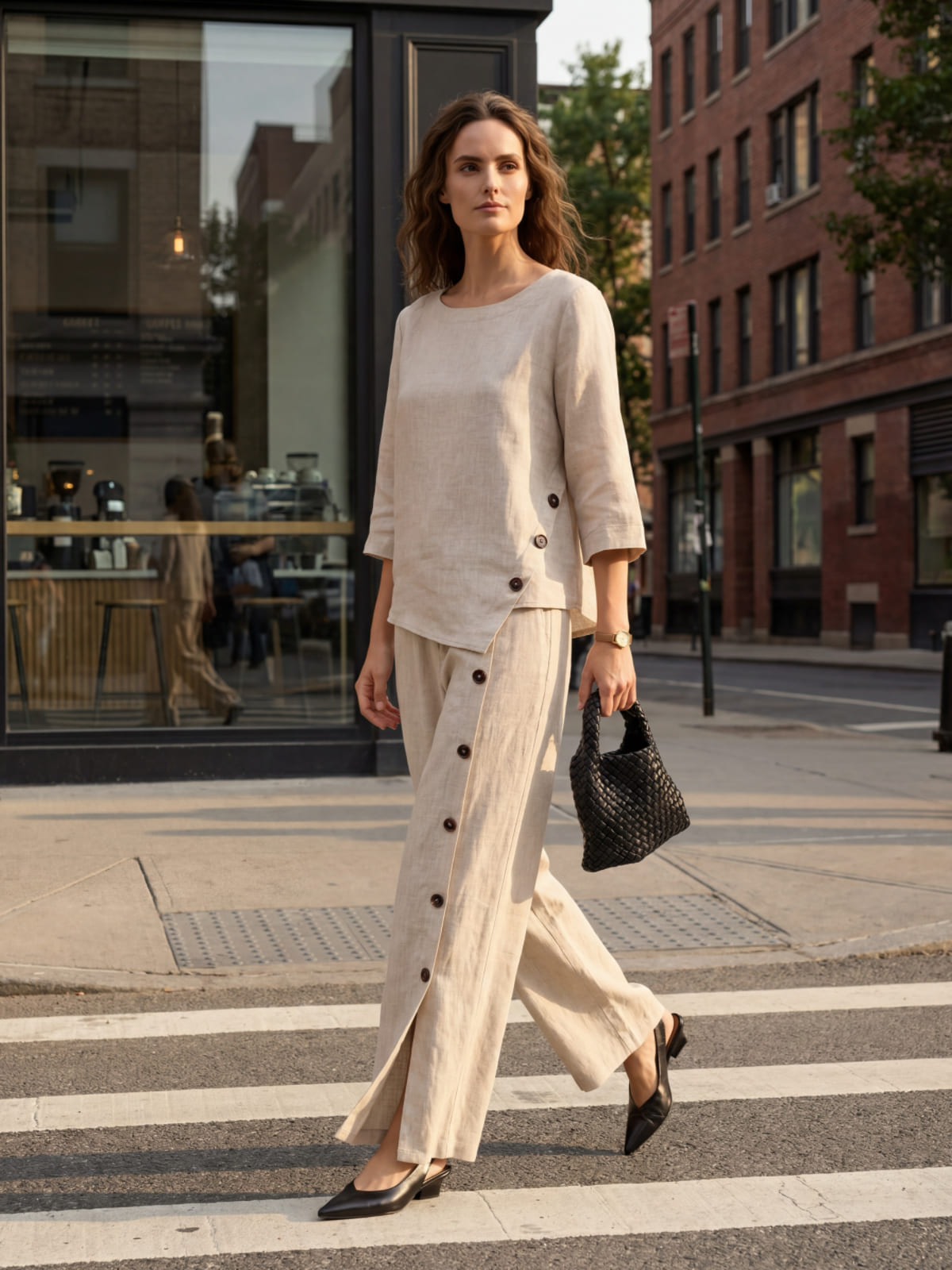 Violette | Women's Linen Top and Trouser Set