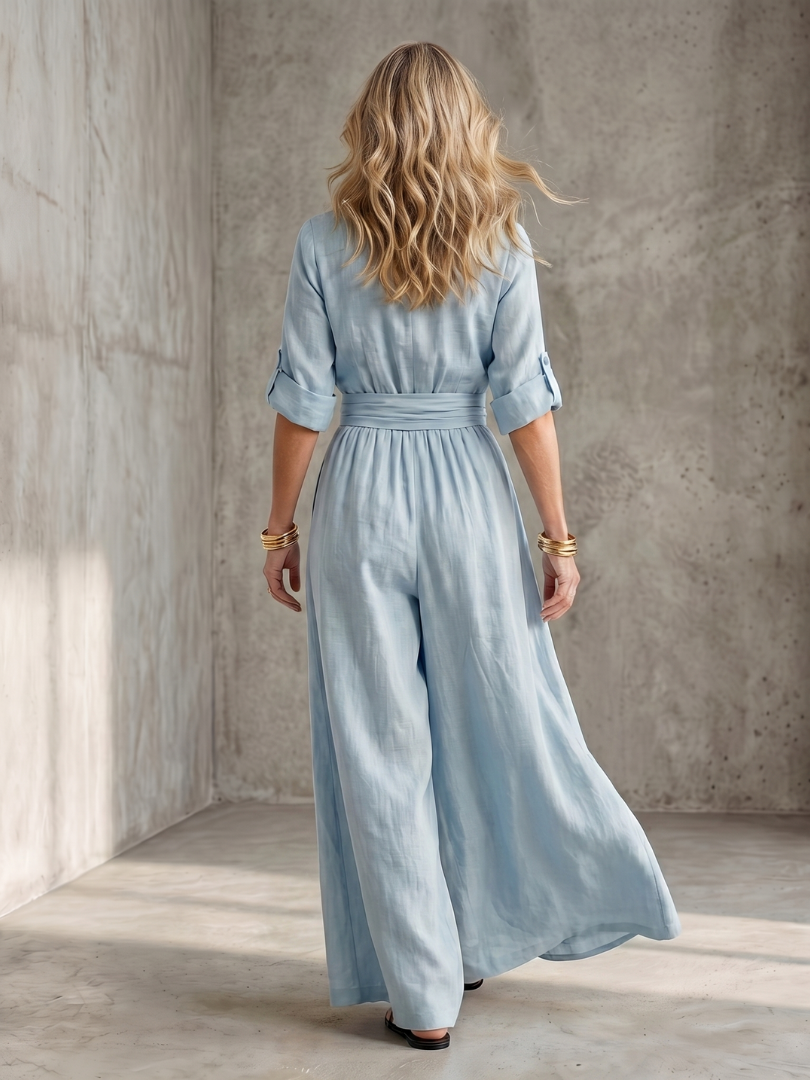 Solene | Women's Cross Front Wide Leg Jumpsuit