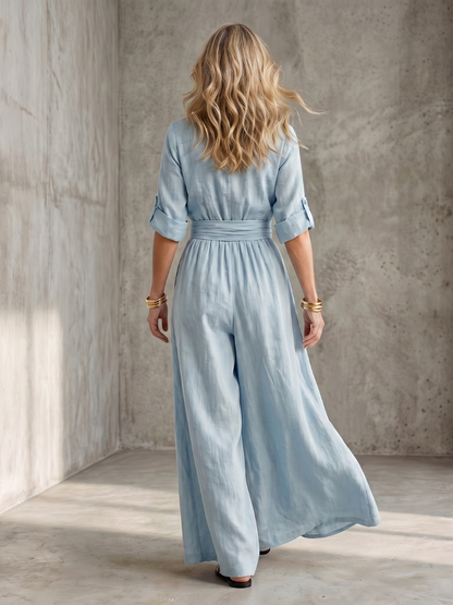 Solene | Women's Cross Front Wide Leg Jumpsuit