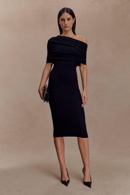 Zinnia | Asymmetric Overlay Knit Midi Dress