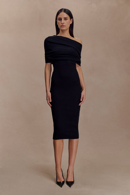 Zinnia | Asymmetric Overlay Knit Midi Dress