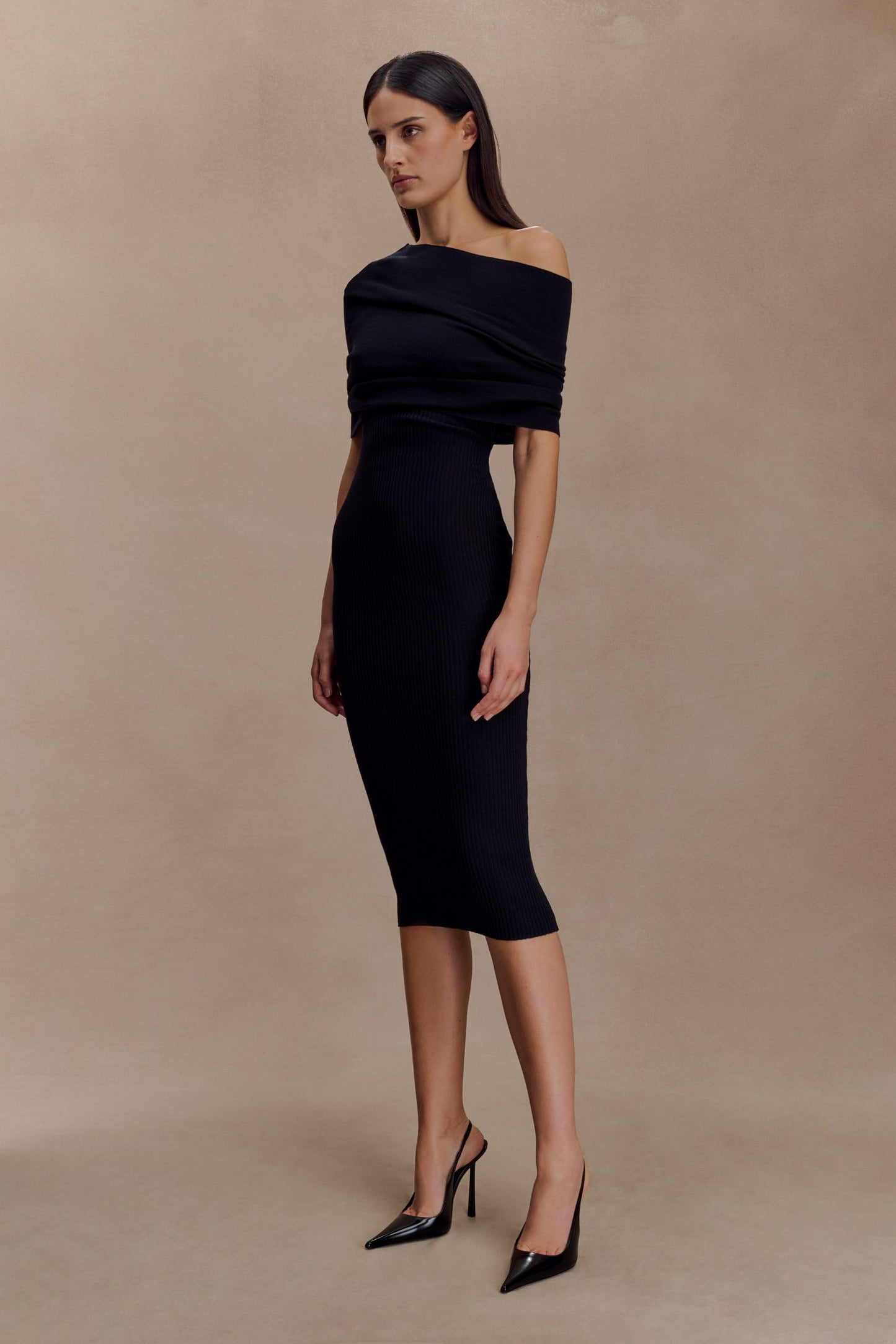 Zinnia | Asymmetric Overlay Knit Midi Dress