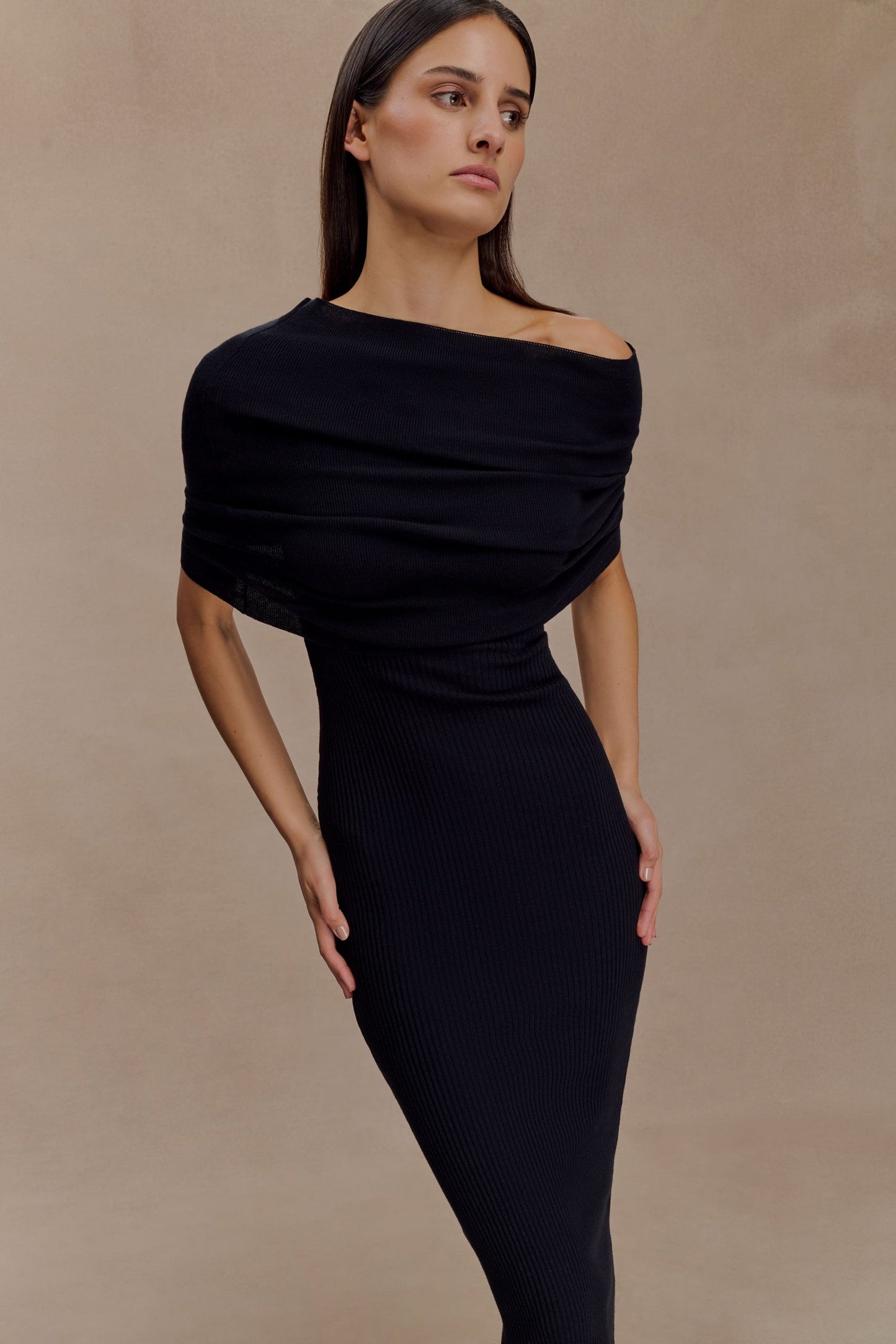 Zinnia | Asymmetric Overlay Knit Midi Dress