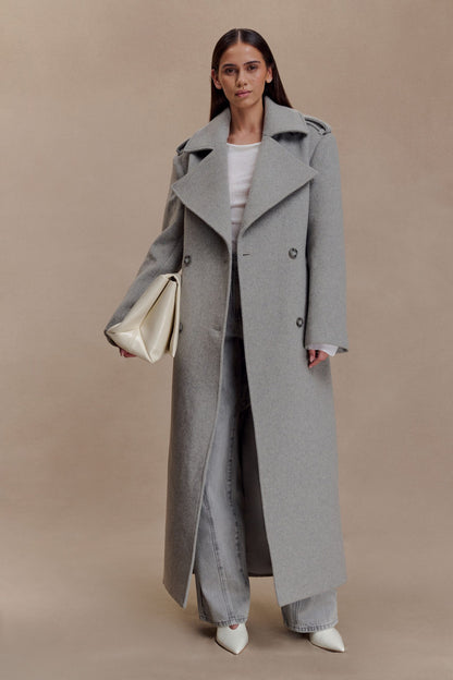 Claudine | Long Double-Breasted Wool Trench Coat