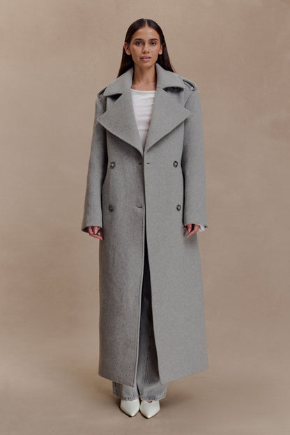 Claudine | Long Double-Breasted Wool Trench Coat