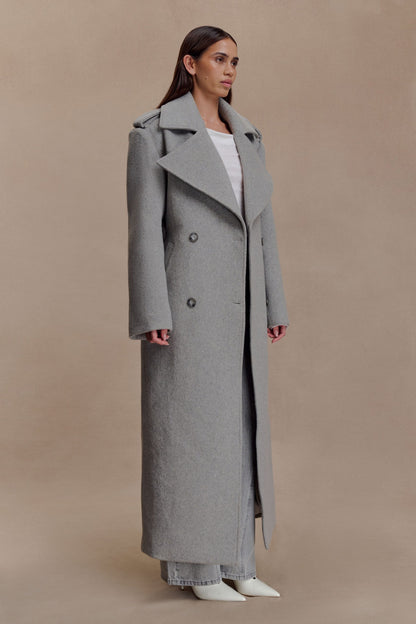Claudine | Long Double-Breasted Wool Trench Coat