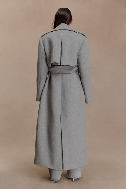Claudine | Long Double-Breasted Wool Trench Coat