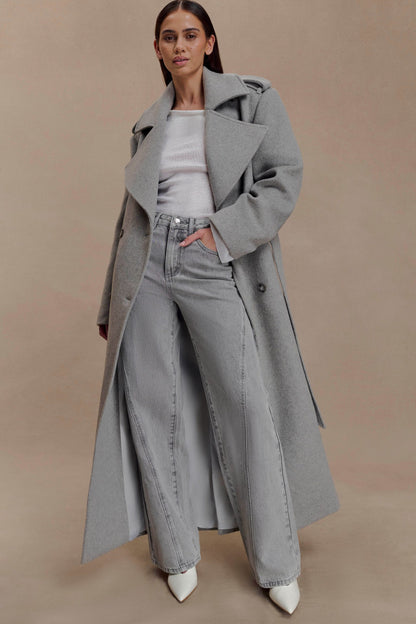 Claudine | Long Double-Breasted Wool Trench Coat