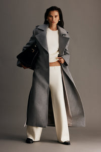 Claudine | Long Double-Breasted Wool Trench Coat