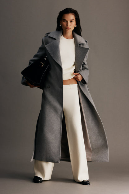 Claudine | Long Double-Breasted Wool Trench Coat