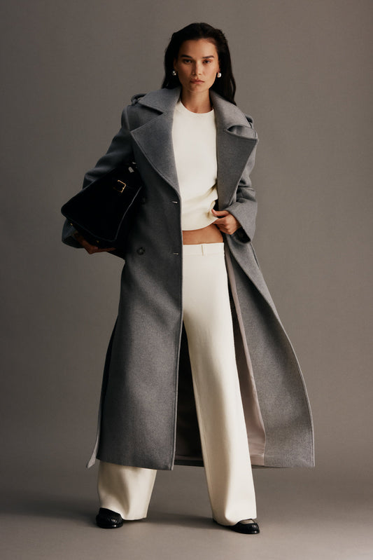 Claudine | Long Double-Breasted Wool Trench Coat