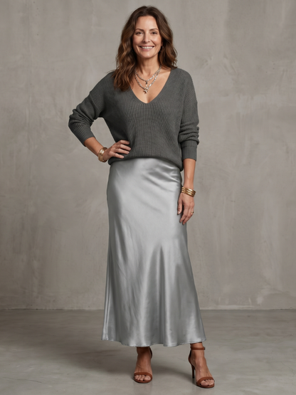 Severine | Women's Knit and Satin Skirt Set