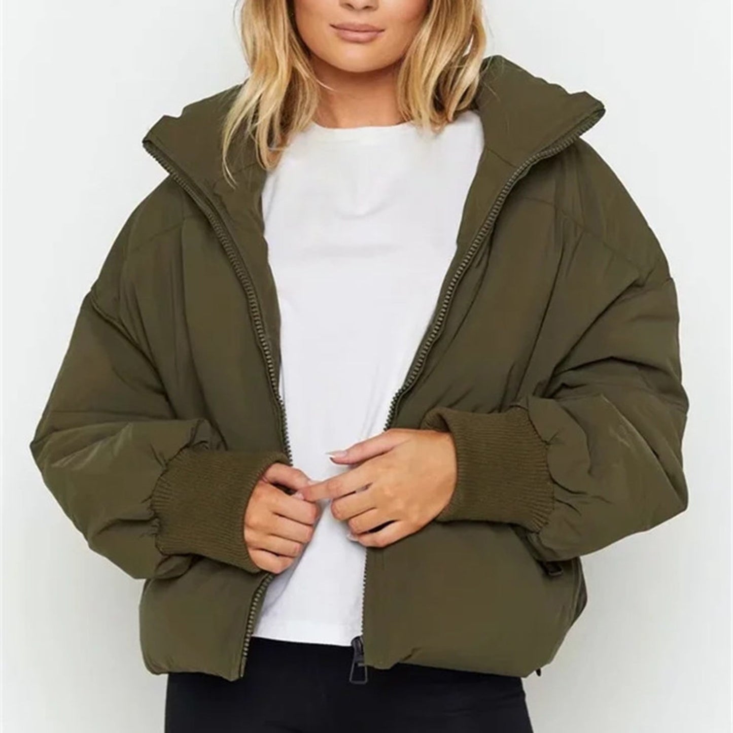 Zuri | Stand Collar Cropped Puffer Jacket