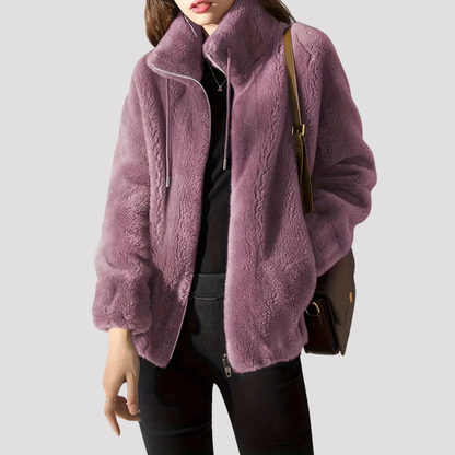 Fleurine | High Collar Zip-Up Fleece Jacket