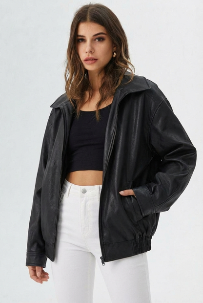 Leonie | Relaxed Fit Faux Leather Jacket