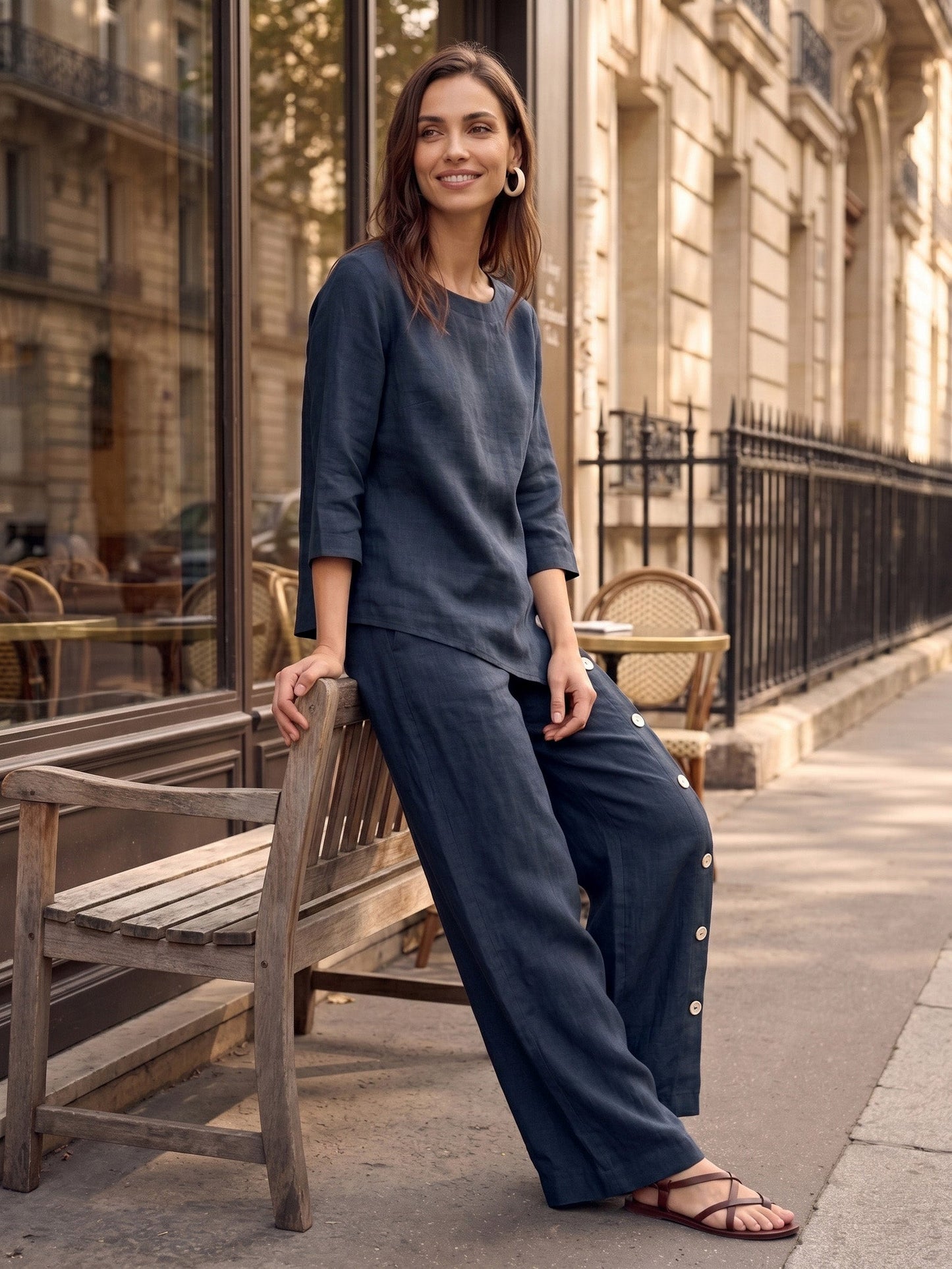Violette | Women's Linen Top and Trouser Set