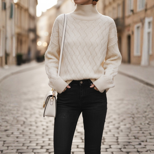 Yvette | High Neck Cable Knit Oversized Sweater