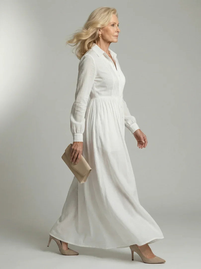 Maelle | Gathered Waist Long Sleeve Maxi Dress