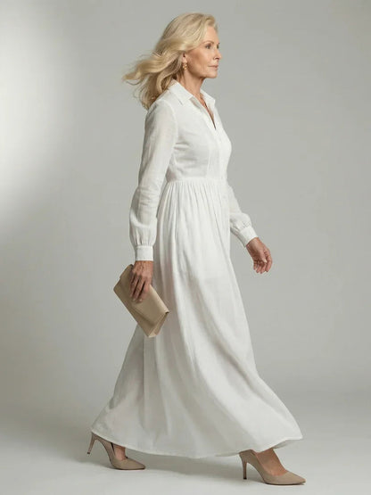 Maelle | Gathered Waist Long Sleeve Maxi Dress