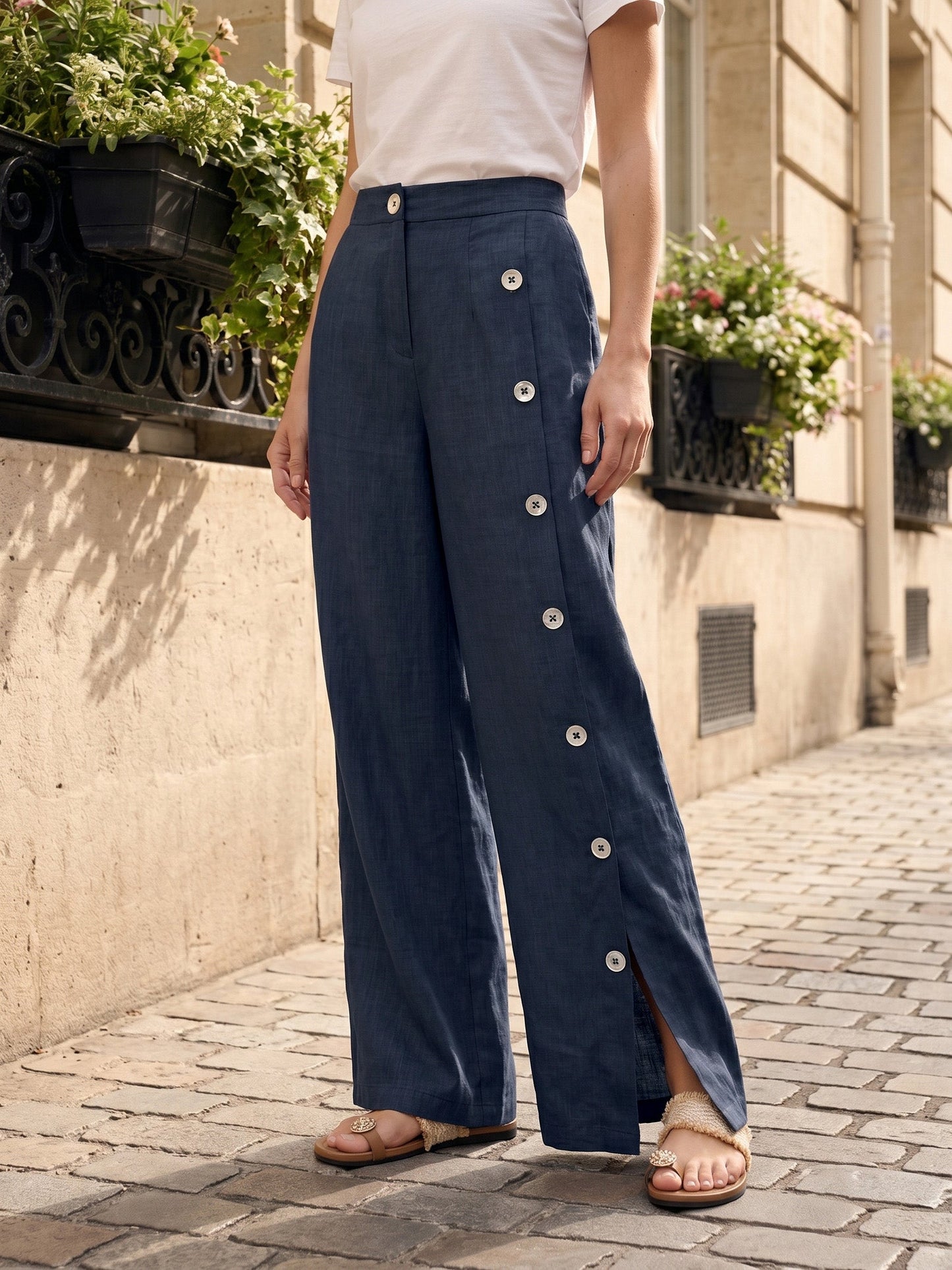Violette | Women's Linen Top and Trouser Set