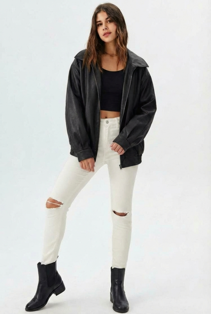 Leonie | Relaxed Fit Faux Leather Jacket