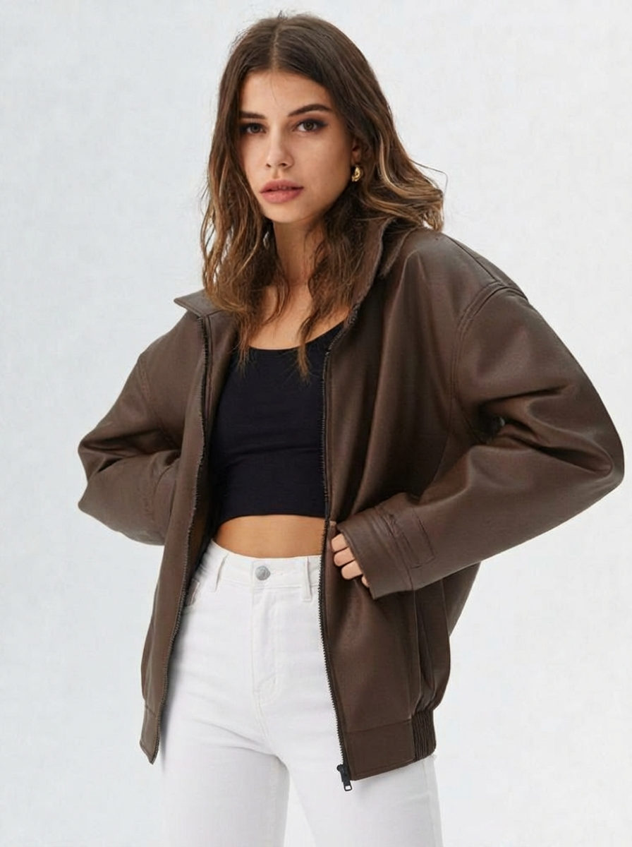 Leonie | Relaxed Fit Faux Leather Jacket