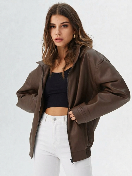 Leonie | Relaxed Fit Faux Leather Jacket