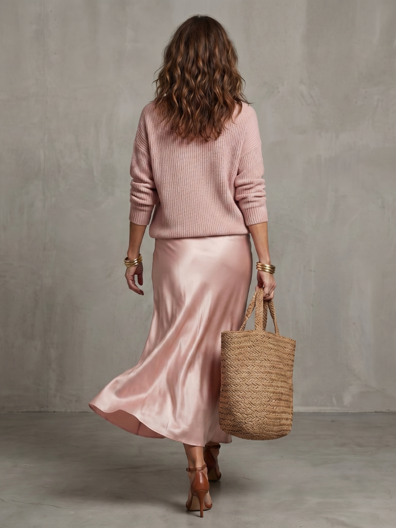 Severine | Women's Knit and Satin Skirt Set