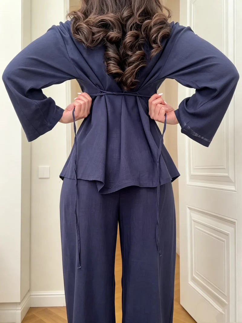 Renee | Lace-Up Linen Co-Ord Set