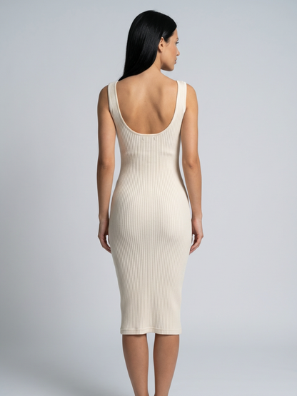 Sophia | Scoop Neck Ribbed Midi Dress