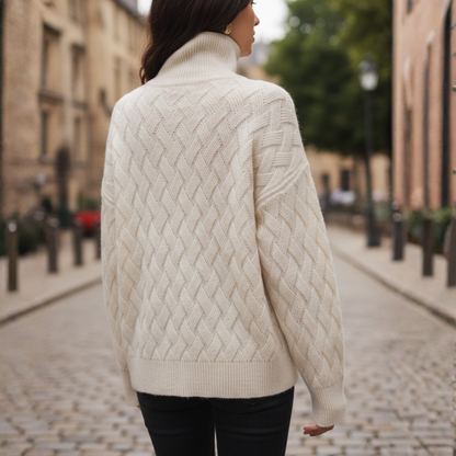 Yvette | High Neck Cable Knit Oversized Sweater