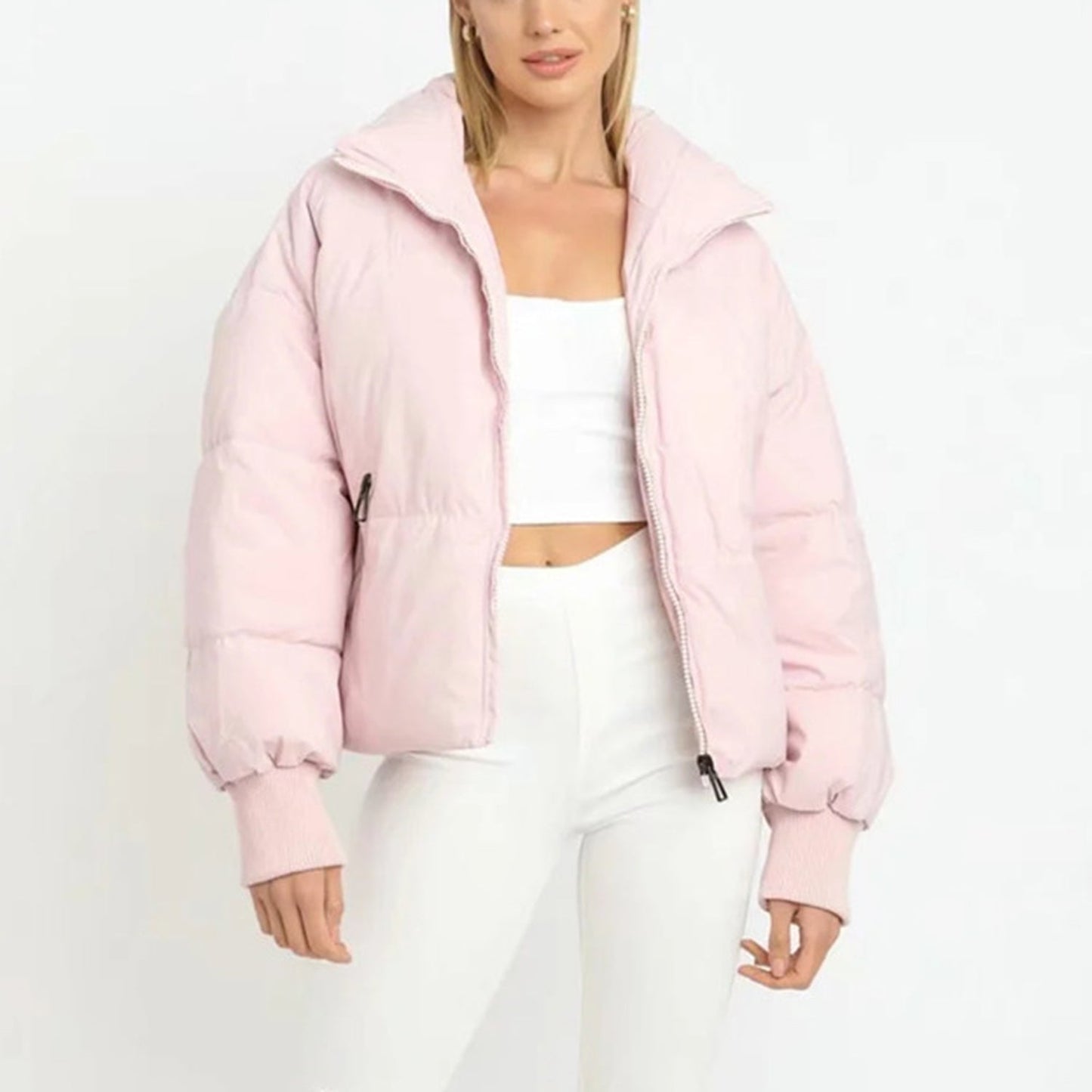Zuri | Stand Collar Cropped Puffer Jacket