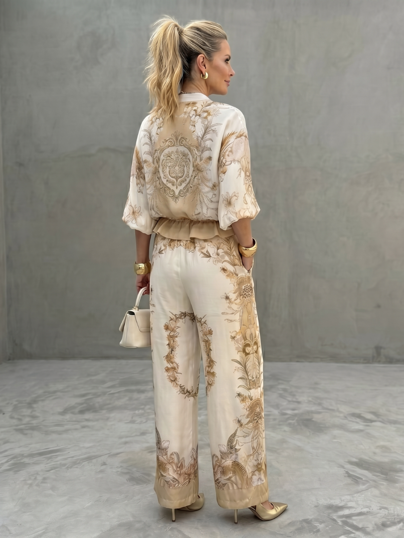Odette | Women's Printed Wide Leg Set