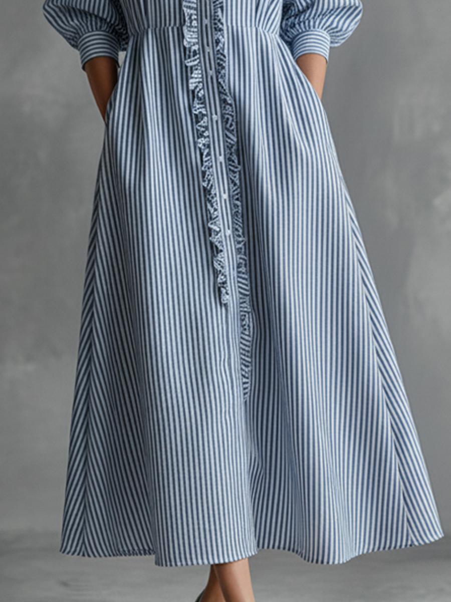 Manon | Women's Striped Maxi Shirt Dress
