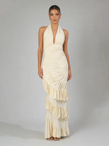 Nadege | Women's Halter Ruffle Maxi Dress