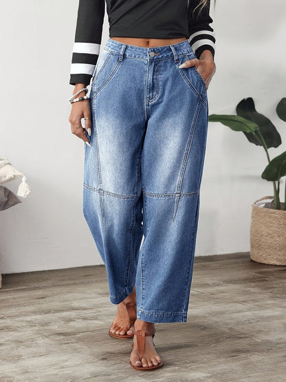 Mireille | High Waist Barrel Leg Jeans