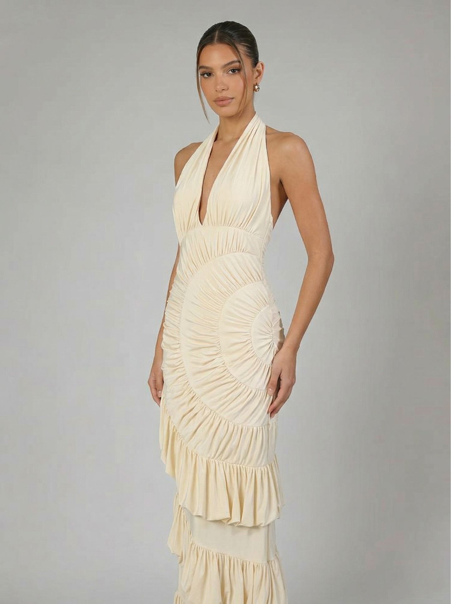 Nadege | Women's Halter Ruffle Maxi Dress