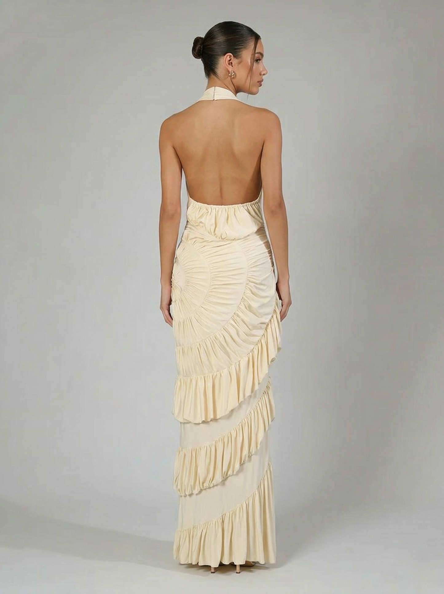 Nadege | Women's Halter Ruffle Maxi Dress