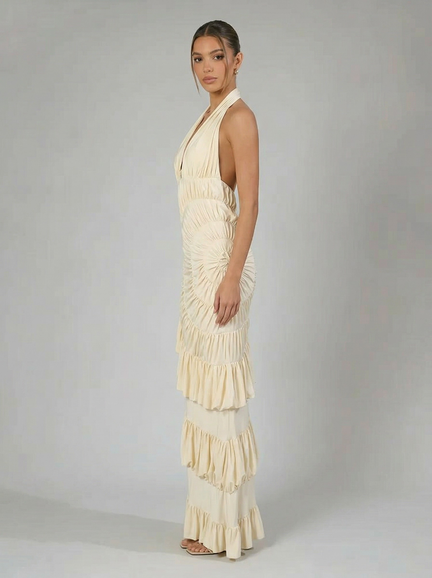 Nadege | Women's Halter Ruffle Maxi Dress